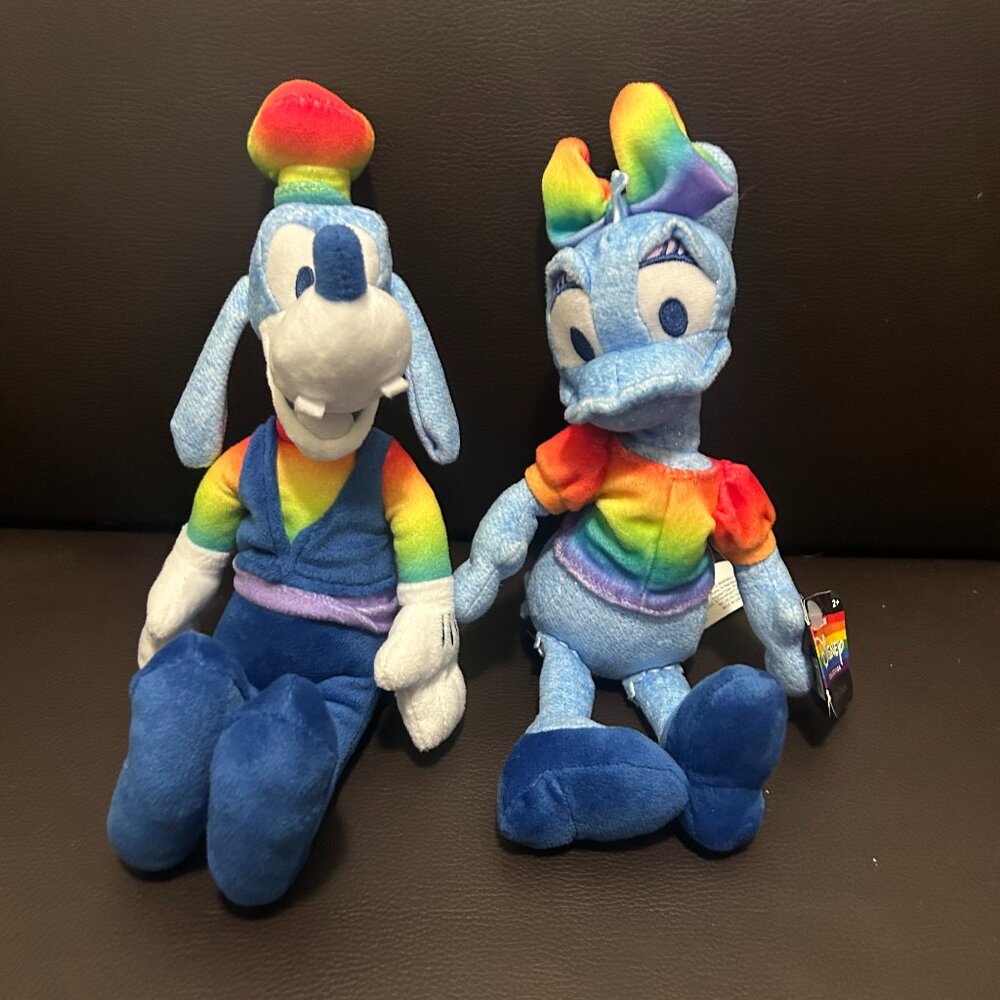 Disney's Rainbow Collection LBGTQ+ plush Daisy Duck and Goofy, from 2022